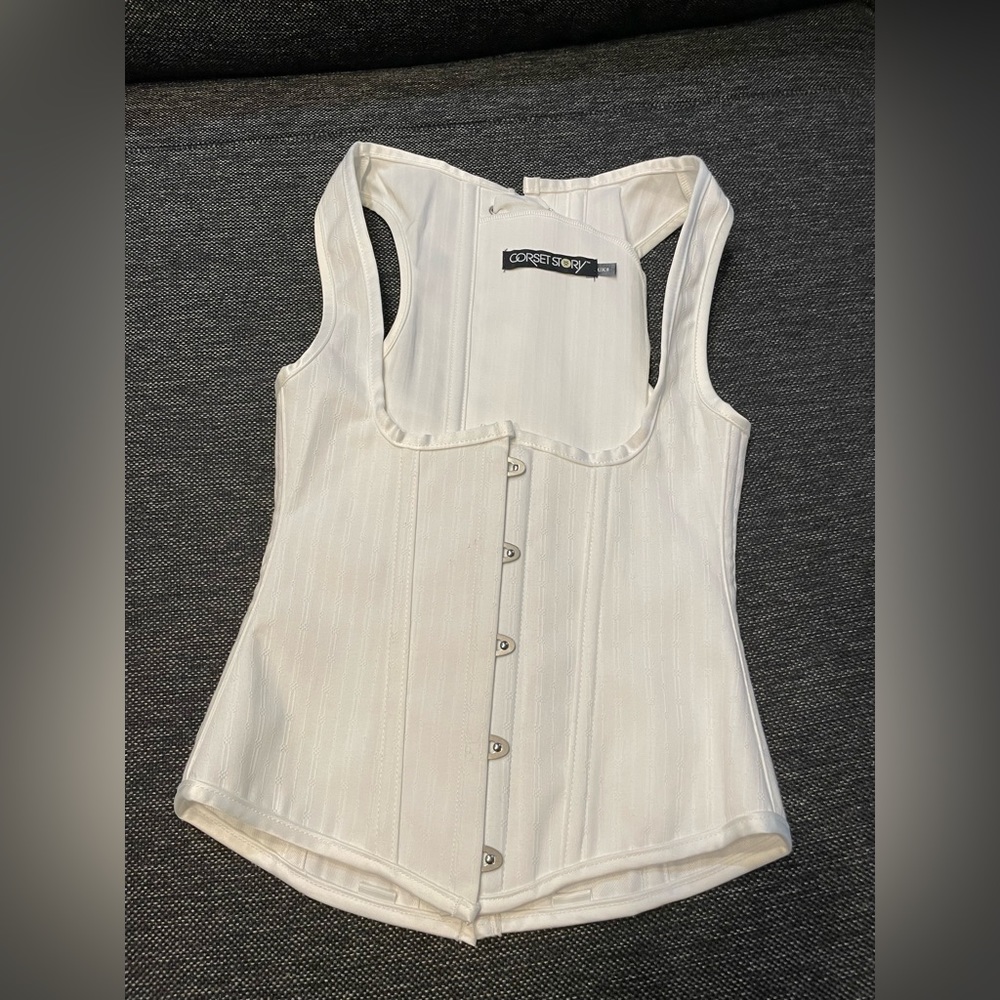 Corset Story High Back Underbust W/ Shoulder Straps Corset - White